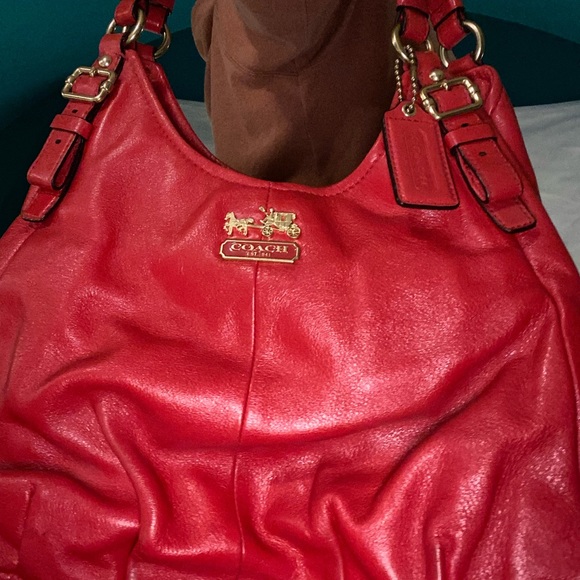 Red Coach Tote Purse - Picture 4 of 5